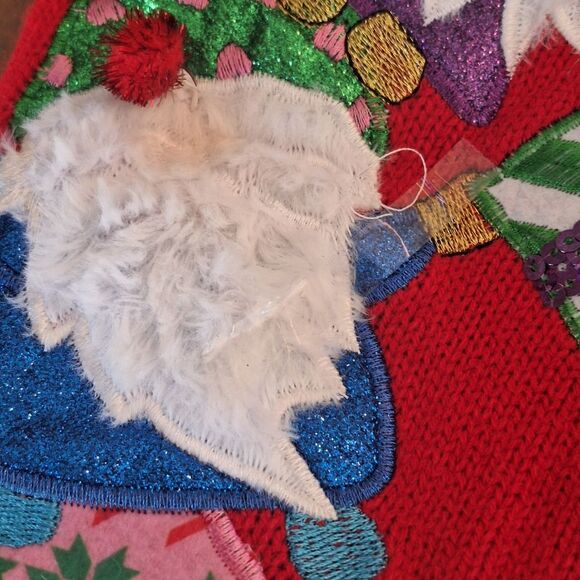 Holiday Time Embellished Cardigan Sweater Tunic Gnomes Snowflakes Argyle size M - Picture 8 of 16